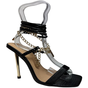 No Doubt Women’s Square Toe Chain Detail Flat Sandals