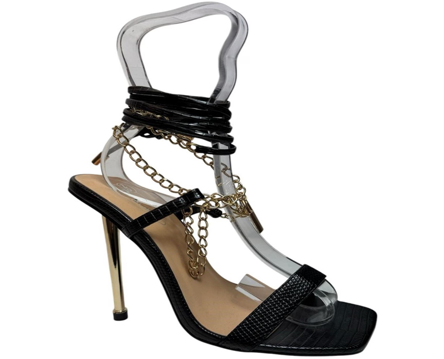 No Doubt Women’s Square Toe Chain Detail Flat Sandals